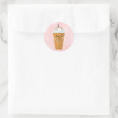 Speciaal gepersonaliseerd chic Coffee Trendy roze Ronde Sticker (Tas)