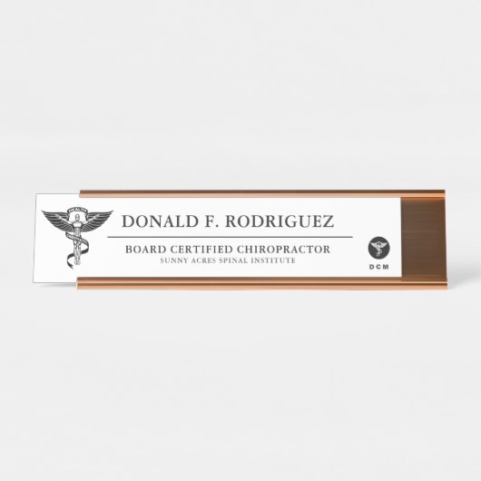 Speciaal gepersonaliseerd chiropractisch bureau naambordje (Voorkant)