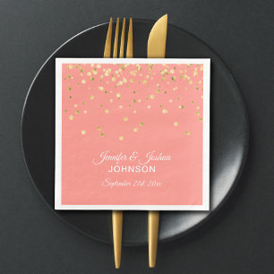 Speciaal gepersonaliseerd CORAL Peach Gold Confett Servetten