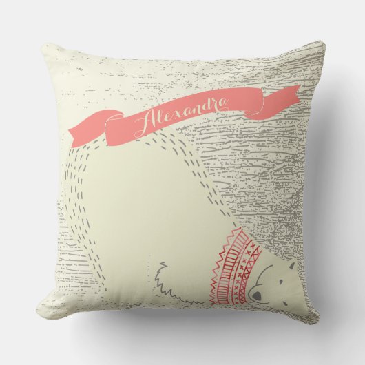 Speciaal gepersonaliseerd Cute Polar Beer Abriotte Kussen (Voorkant)