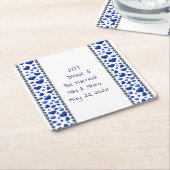 Speciaal gepersonaliseerd eten en Drink, blauw gli Kartonnen Onderzetters (Schuin)