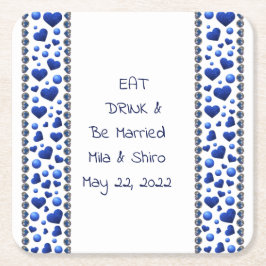 Speciaal gepersonaliseerd eten en Drink, blauw gli Kartonnen Onderzetters