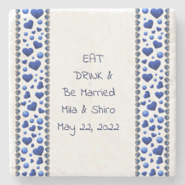 Speciaal gepersonaliseerd eten en Drink, blauw gli Stenen Onderzetter