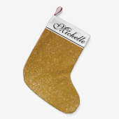 Speciaal gepersonaliseerd faux goud glitter kerstk kleine kerstsok (Voorkant (Hangend))