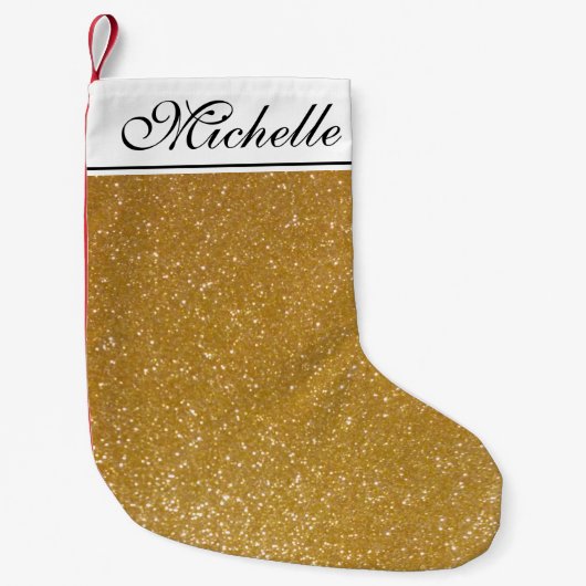 Speciaal gepersonaliseerd faux goud glitter kerstk kleine kerstsok (Voorkant)