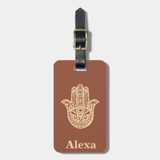 Speciaal gepersonaliseerd gerecht Hamsa hand terra Bagagelabel (Voorkant verticaal)