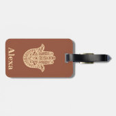 Speciaal gepersonaliseerd gerecht Hamsa hand terra Bagagelabel (Achterkant horizontaal)