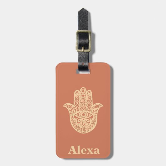 Speciaal gepersonaliseerd gerecht Hamsa hand terra Bagagelabel (Voorkant verticaal)