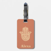 Speciaal gepersonaliseerd gerecht Hamsa hand terra Bagagelabel (Achterkant verticaal)
