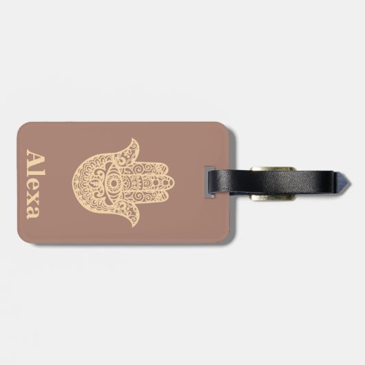 Speciaal gepersonaliseerd gerecht Hamsa hand terra Bagagelabel (Achterkant horizontaal)