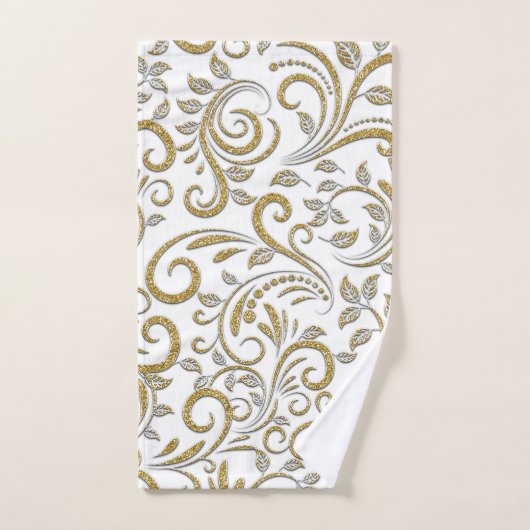 Speciaal gepersonaliseerd goud- en witte deco-hand bad handdoek (Handdoek)