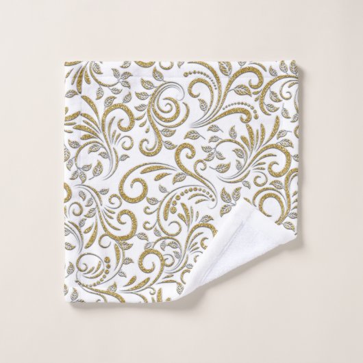 Speciaal gepersonaliseerd goud- en witte deco-hand bad handdoek (Wasdoekje)