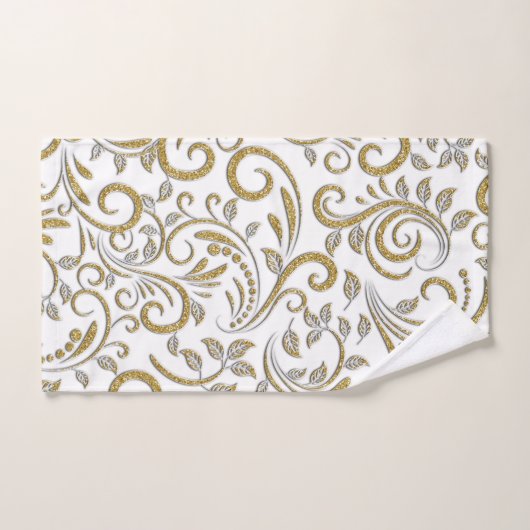 Speciaal gepersonaliseerd goud- en witte deco-hand bad handdoek (Handdoek)