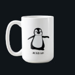 Speciaal gepersonaliseerd grijs schattig pinguïn i koffiemok<br><div class="desc">Leuk en lief,  personaliseer deze schattige pinguïn mok met de naam van de baby. Met mijn pinguïnillustratie in zwart-wit op een witte mok. Bekijk andere mok mogelijkheden.</div>
