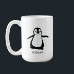 Speciaal gepersonaliseerd grijs schattig pinguïn i koffiemok<br><div class="desc">Leuk en lief, personaliseer deze schattige pinguïn mok met de naam van de baby. Met mijn pinguïnillustratie in zwart-wit op een witte mok. Bekijk andere mok mogelijkheden.</div>