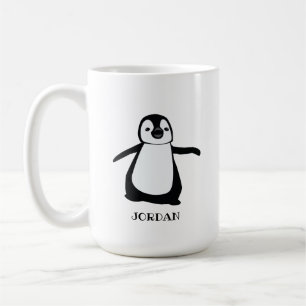 Speciaal gepersonaliseerd grijs schattig pinguïn i koffiemok