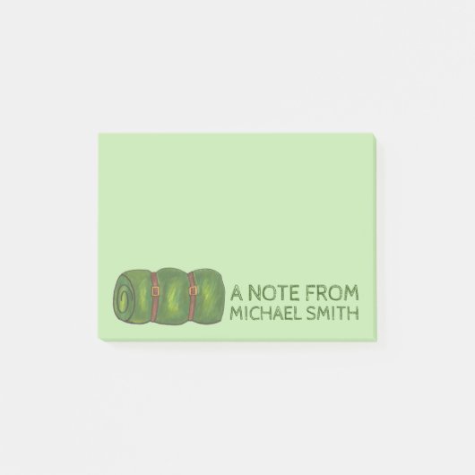 Speciaal gepersonaliseerd Groen Sleeping Bag Roll  Post-it® Notes (Voorkant)
