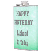Speciaal gepersonaliseerd Happy 21st Birthday-ontw Heupfles (Links)