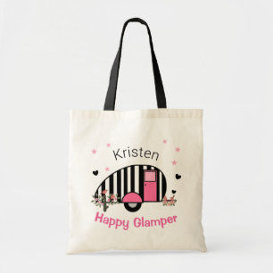 Speciaal gepersonaliseerd Happy Glamper Striped Ta Tote Bag