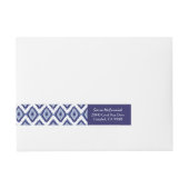 Speciaal gepersonaliseerd indigoblauw Ikat White C Omwikkelbaar Adreslabel (Voorkant)