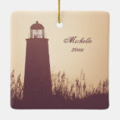 Speciaal gepersonaliseerd kerstfeest van de vuurto keramisch ornament (Achterkant)