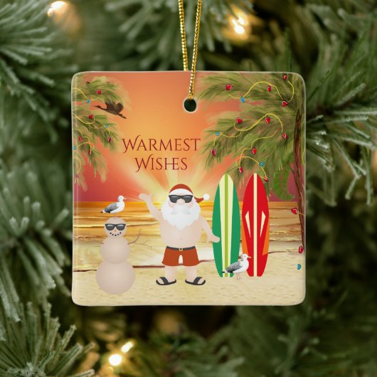 Speciaal gepersonaliseerd kerstkerstfeest met surf keramisch ornament (Boom)