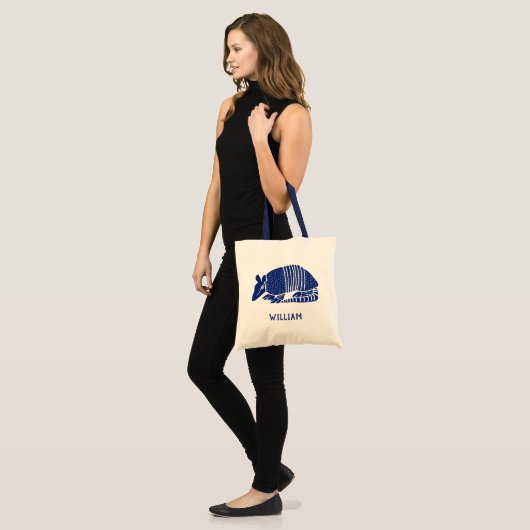 Speciaal gepersonaliseerd marineblauw Armadillo Tote Bag (Voorkant (model))