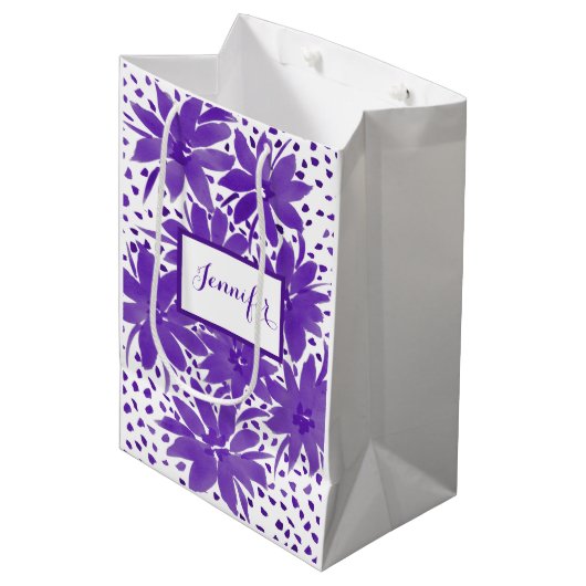 Speciaal gepersonaliseerd medium-Floral design Paa Medium Cadeauzakje (Voorkant Gekanteld)