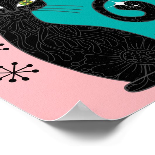 Speciaal gepersonaliseerd midden moderne atoomkat poster (Hoek)