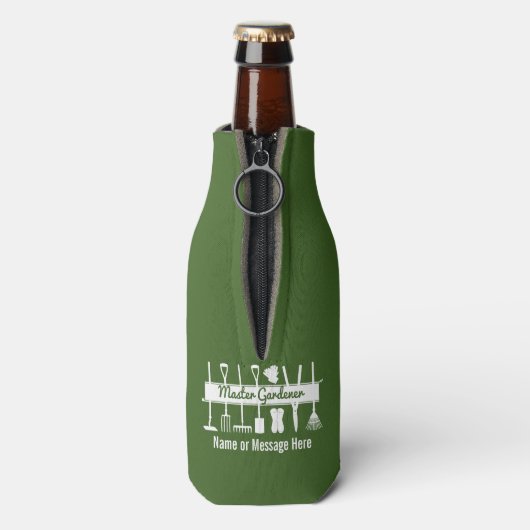 Speciaal gepersonaliseerd modern bos-groene master flesjeskoeler (Fles Achterkant)