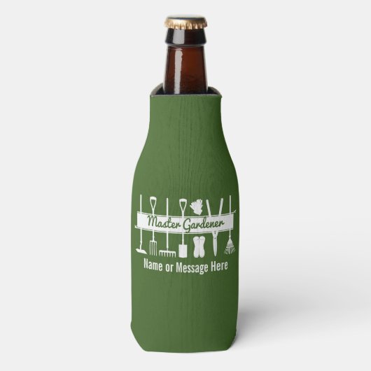Speciaal gepersonaliseerd modern bos-groene master flesjeskoeler (Fles Voorkant)