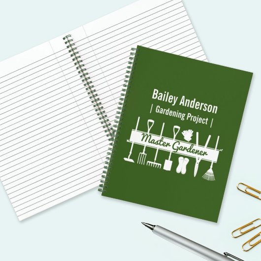 Speciaal gepersonaliseerd modern bos-groene master notitieboek