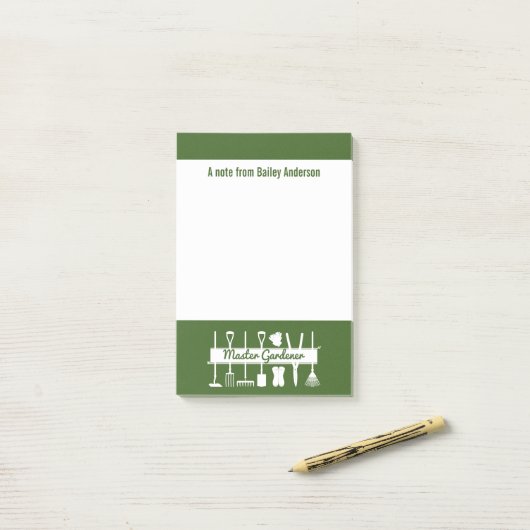 Speciaal gepersonaliseerd modern bos-groene master post-it® notes (Op bureau)