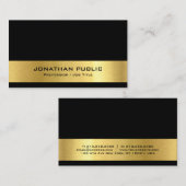 Speciaal gepersonaliseerd Modern Elegant Black Gol Visitekaartje (Voorkant / Achterkant)