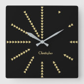 Speciaal gepersonaliseerd modern elegant zwart Fau Vierkante Klok (Voorkant)