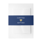 Speciaal gepersonaliseerd modern Gold HEART Navy B Uitnodigingen Wikkel (Voorkant Voorbeeld)