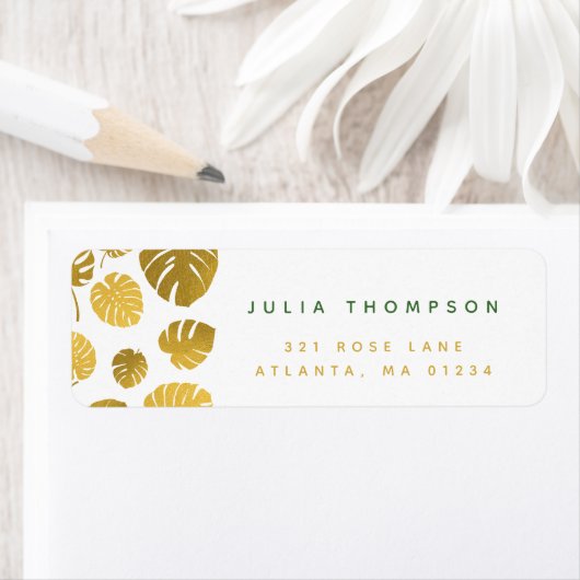 Speciaal gepersonaliseerd modern Gold Monstera laa Etiket (Insitu)