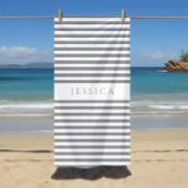 Speciaal gepersonaliseerd modern grijs striped pat strandlaken