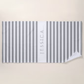 Speciaal gepersonaliseerd modern grijs striped pat strandlaken (Voorkant)