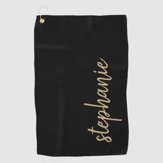 Speciaal gepersonaliseerd modern Handtekening zwar Golfhanddoek (Voorkant)