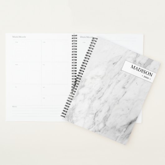 Speciaal gepersonaliseerd Modern White Marble Mini Planner (Display)