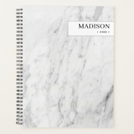 Speciaal gepersonaliseerd Modern White Marble Mini Planner