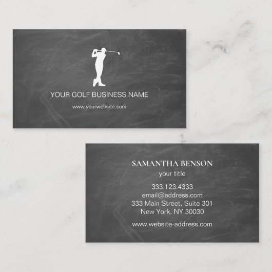 Speciaal gepersonaliseerd modern zwart Golf Busine Visitekaartje (Voorkant / Achterkant)