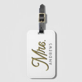 Speciaal gepersonaliseerd modern zwart goud Manusc Bagagelabel (Voorkant (verticaal))