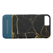 Speciaal gepersonaliseerd modern zwart marmer Blau Case-Mate iPhone Case (Achterkant (Horizontaal))