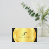 Speciaal gepersonaliseerd modern zwart monogram le visitekaartje (Staand voorkant)