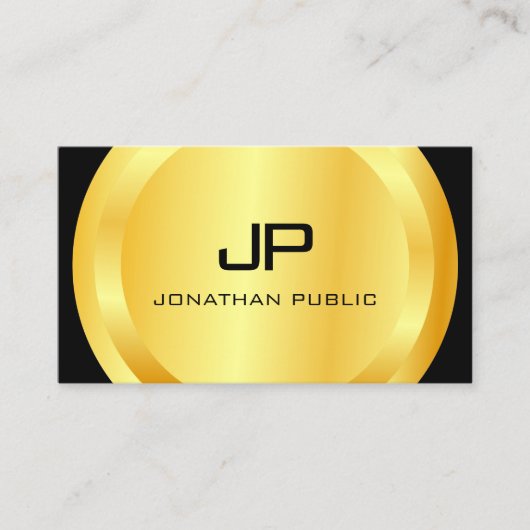 Speciaal gepersonaliseerd modern zwart monogram le visitekaartje (Voorkant)