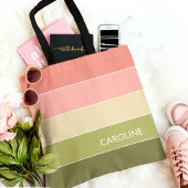 Speciaal gepersonaliseerd multikleurenblok Stripes Tote Bag