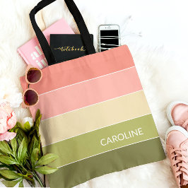 Speciaal gepersonaliseerd multikleurenblok Stripes Tote Bag