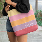 Speciaal gepersonaliseerd multikleurenblok Stripes Tote Bag